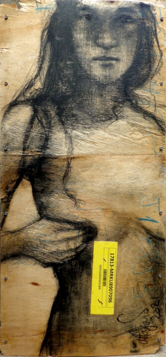 Painting titled "Do you sea me ? Rea…" by Affagard, Original Artwork, Charcoal Mounted on Metal