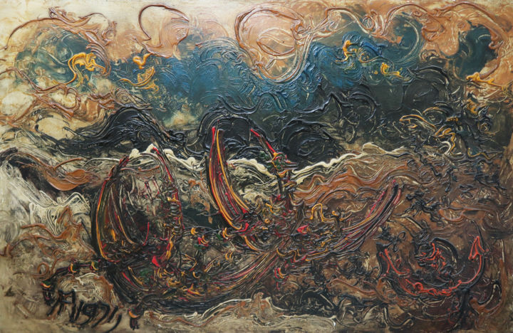 Картина под названием "PANYAI MUNSAR" - Affandi Koesoema, Подлинное произведение искусства, Масло
