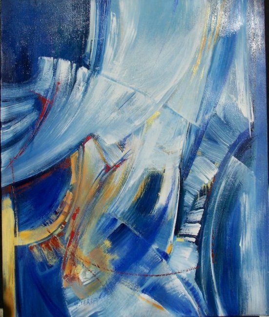 Malarstwo zatytułowany „Blanc Bleu” autorstwa Anne-Frédérique Ferret, Oryginalna praca, Olej