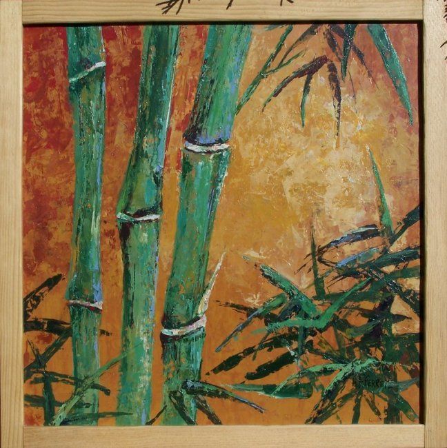 Painting titled "bambou" by Anne-Frédérique Ferret, Original Artwork, Oil