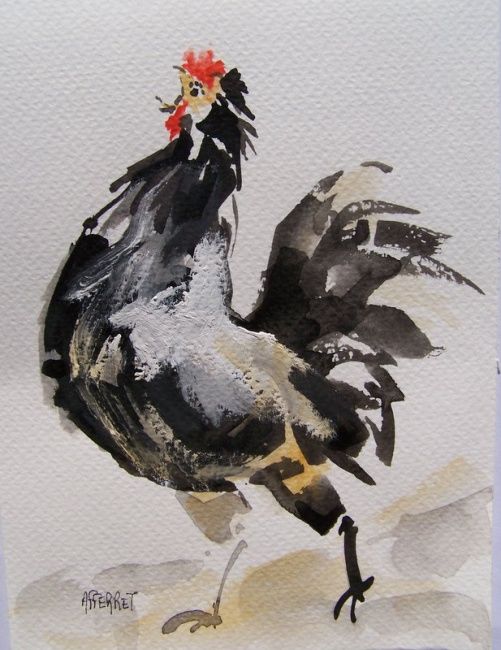 Peinture intitulée "si fier, le coq" par Anne-Frédérique Ferret, Œuvre d'art originale, Huile
