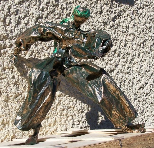 Sculpture titled "un turban vert" by Anne-Frédérique Ferret, Original Artwork, Paper