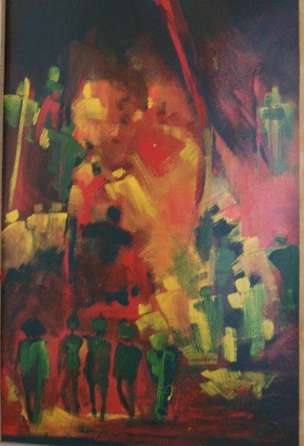 Peinture intitulée "... Rouge, Jaune et…" par Anne-Frédérique Ferret, Œuvre d'art originale, Huile