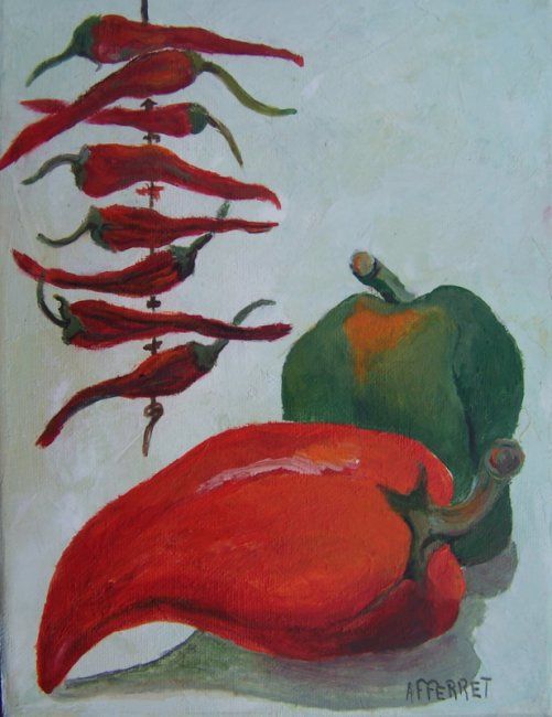 Pittura intitolato "fruits du soleil" da Anne-Frédérique Ferret, Opera d'arte originale, Olio