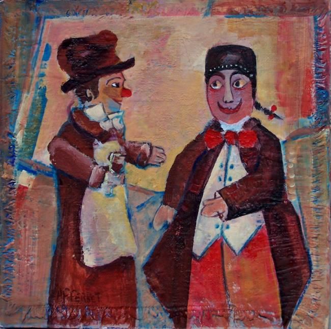 Peinture intitulée "guignol et gnafron,…" par Anne-Frédérique Ferret, Œuvre d'art originale, Huile