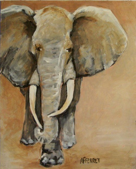 Malerei mit dem Titel "... éléphant d'Afri…" von Anne-Frédérique Ferret, Original-Kunstwerk