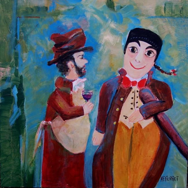 Peinture intitulée "** Guignol et Gnafr…" par Anne-Frédérique Ferret, Œuvre d'art originale, Huile