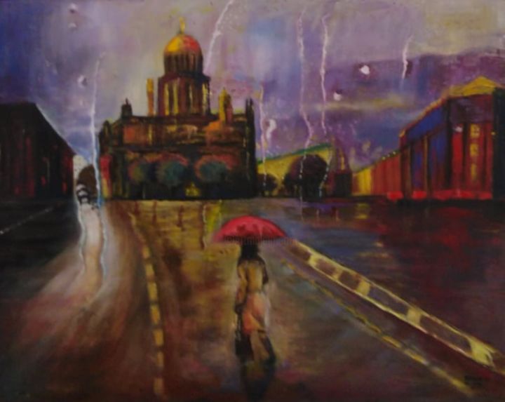 Painting titled "Saint Petersburg" by Afionis Olivia, Original Artwork, Oil