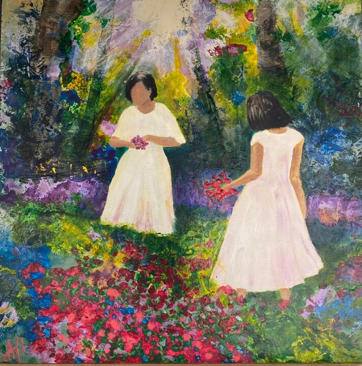 "Sisters II" başlıklı Tablo Afke Van Mansum tarafından, Orijinal sanat, Akrilik Ahşap panel üzerine monte edilmiş