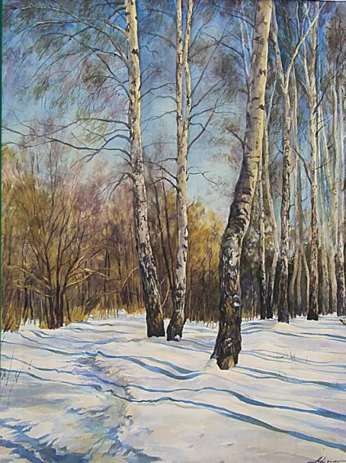 Синие тени. - Painting, 50x70 cm ©2000 by Андрей Мазин -