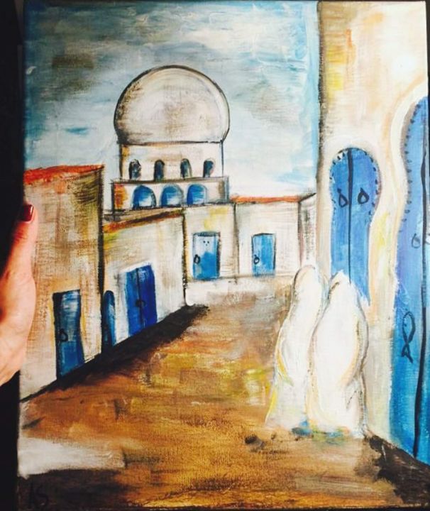 Peinture intitulée "Medina di Tunisi" par Afef Smaali, Œuvre d'art originale, Acrylique