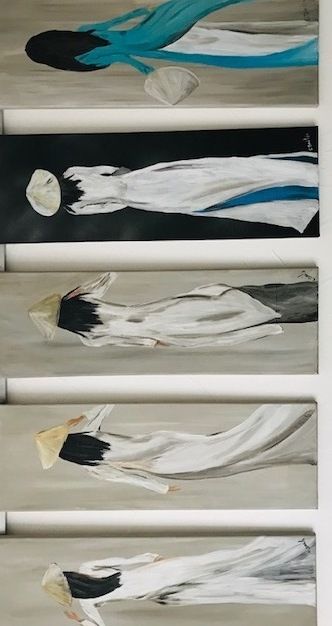 Peinture intitulée "Les lycéennes" par Christine Daviles, Œuvre d'art originale, Acrylique Monté sur Châssis en bois