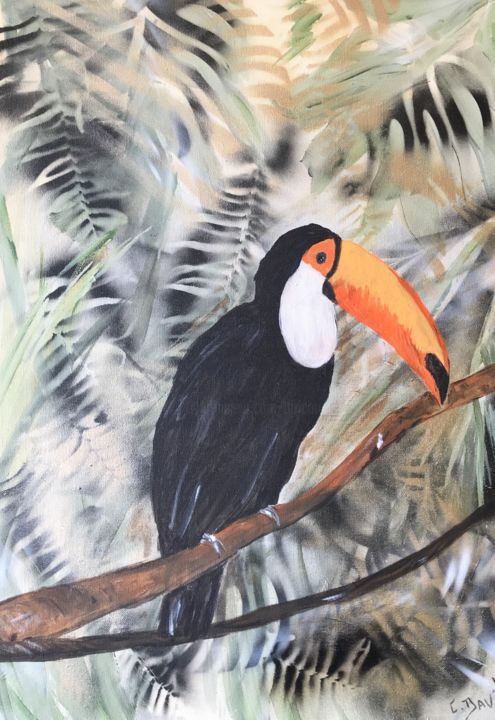 Painting titled "toucan" by Christine Daviles, Original Artwork, Acrylic