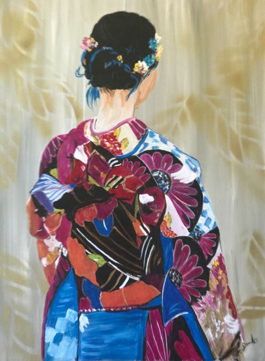 Painting titled "japonaise 2020" by Christine Daviles, Original Artwork, Acrylic