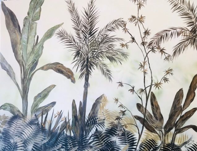 Peinture intitulée "paysage imaginaire" par Christine Daviles, Œuvre d'art originale, Acrylique Monté sur Châssis