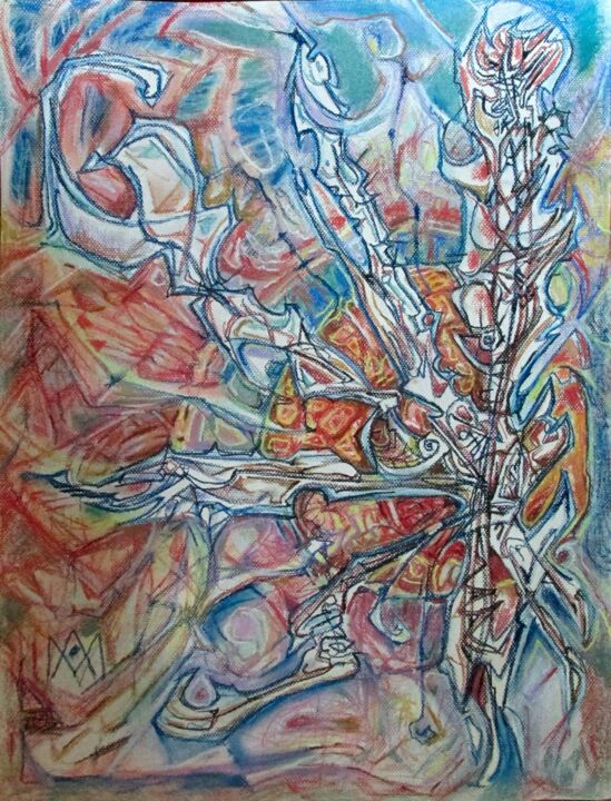Dessin intitulée "Вспышка" par Mikhail Astafev, Œuvre d'art originale, Pastel