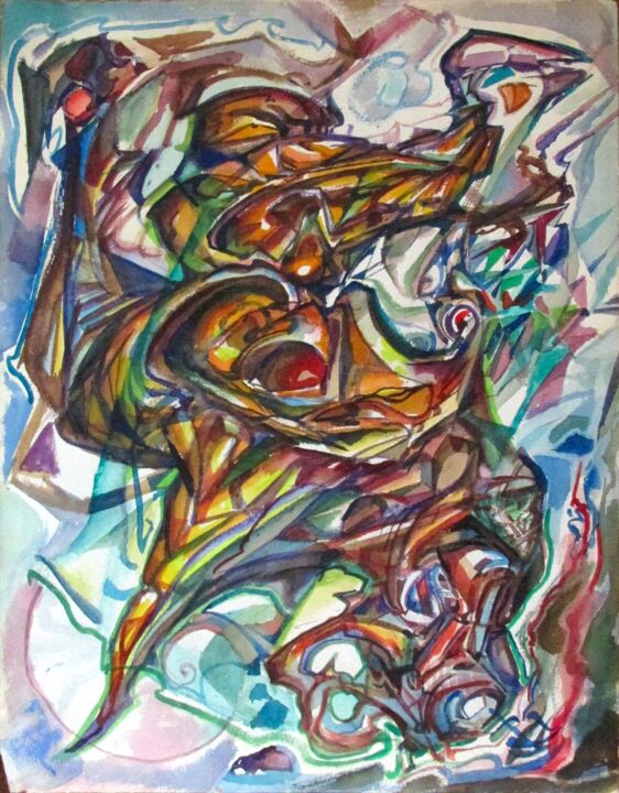 Dessin intitulée "Взвешиватель" par Mikhail Astafev, Œuvre d'art originale, Aquarelle