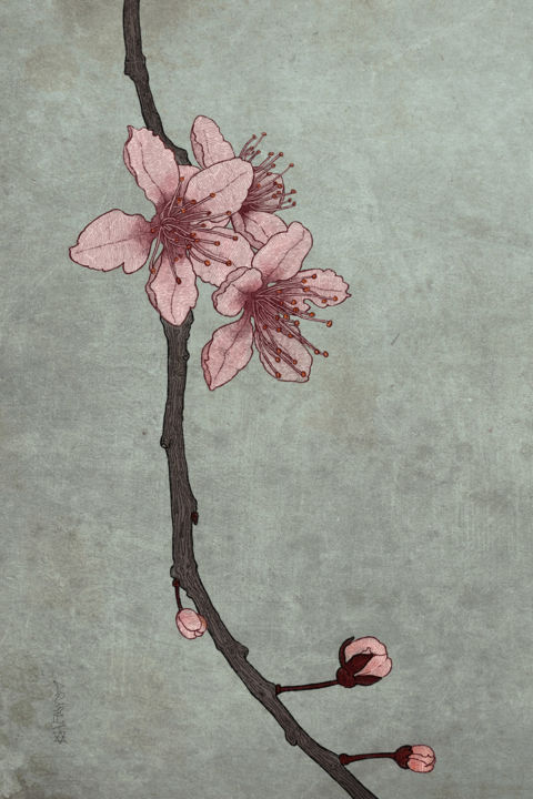 数字艺术 标题为“Spring Delight” 由Afsoon Shahriari, 原创艺术品, 数字油画 安装在纸板上