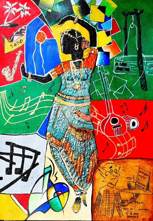 Картина под названием "Dance Wall Painting" - Afzal Shaikh, Подлинное произведение искусства, Акрил