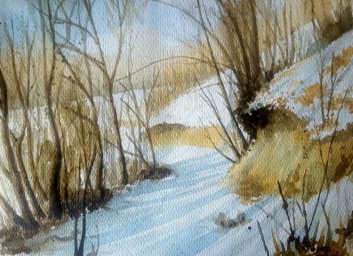 Painting titled "near the ravine" by Veratrum Nigrum, Original Artwork, Watercolor