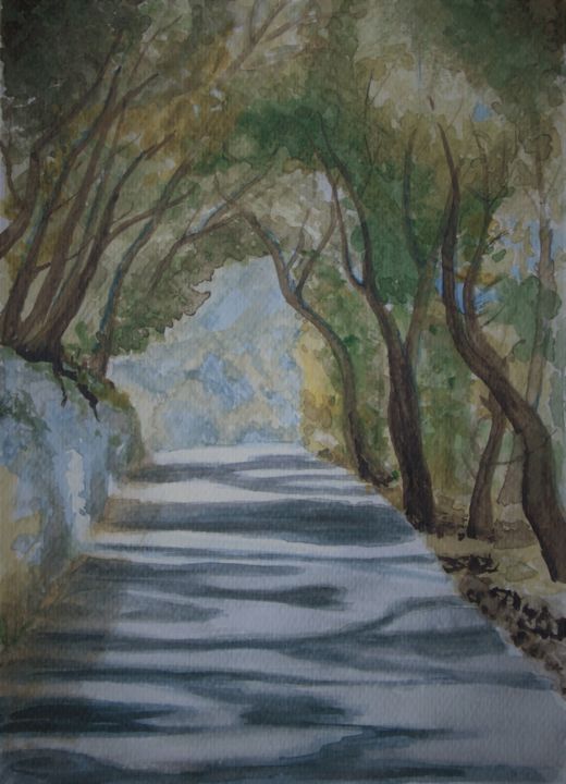 Painting titled "in the shade" by Veratrum Nigrum, Original Artwork, Watercolor