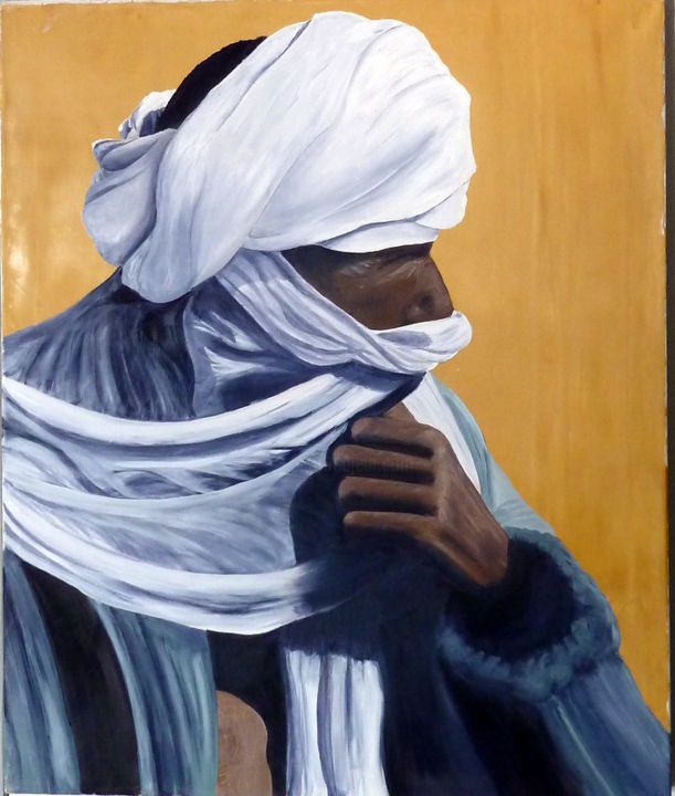 Peinture intitulée "visage berbere" par Yvon Bourven, Œuvre d'art originale