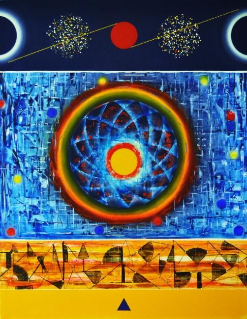 Painting titled "BIG BANG COMPOSIÇÃO…" by António Nunes Agante, Original Artwork, Oil