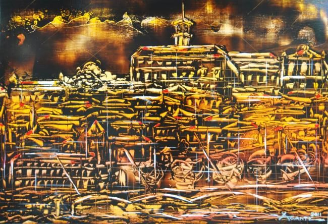 COIMBRA COMPOSIÇÃO LIII - Painting, 22x34 cm ©2011 by AGANTE -