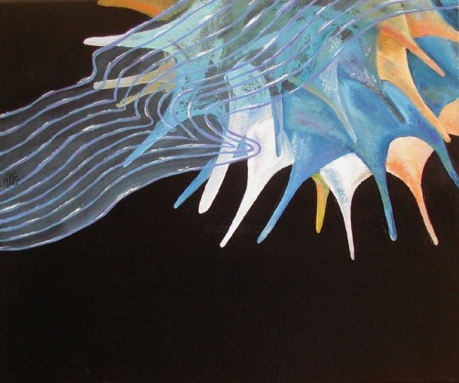 Painting titled "Poisson lune" by Anne Garnier, Original Artwork