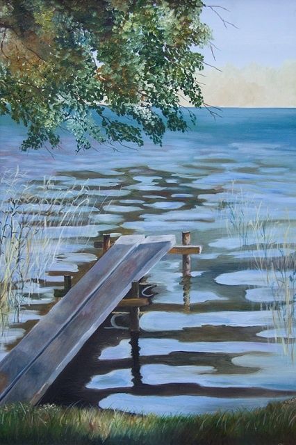 Картина под названием "Glare (Блики на вод…" - Valentina Ponomareva, Подлинное произведение искусства, Масло