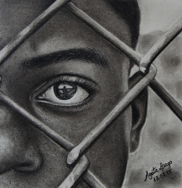 Drawing titled "Prisioneiro" by Agata Lago, Original Artwork, Charcoal