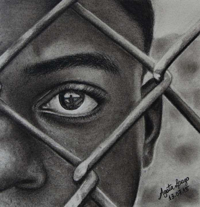 Tekening getiteld "Prisioneiro" door Agata Lago, Origineel Kunstwerk, Houtskool