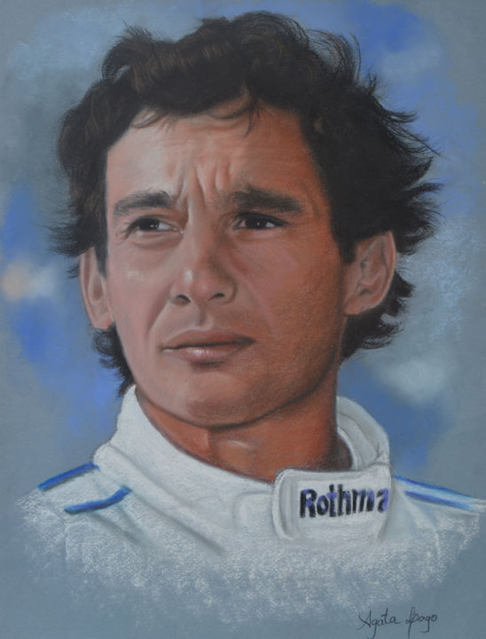 Drawing titled "Senna" by Agata Lago, Original Artwork, Charcoal