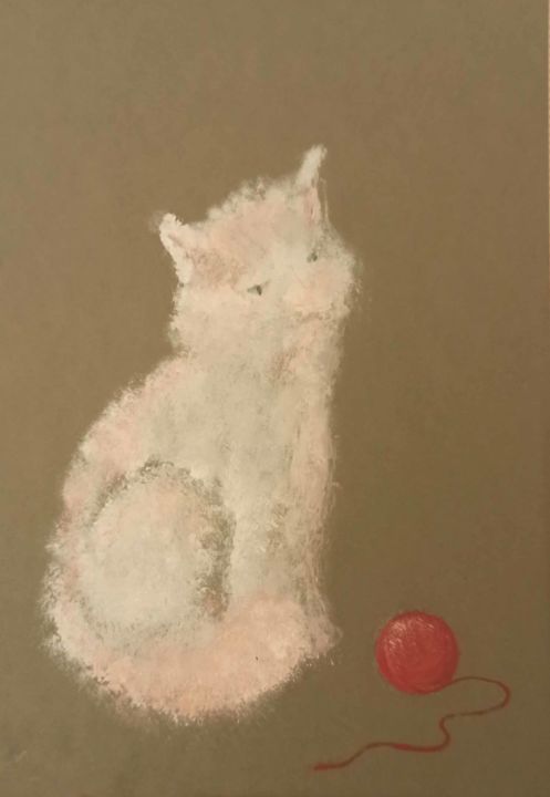 Картина под названием "Cat Dzen" - Agatha Ya Sokolova, Подлинное произведение искусства, Масло
