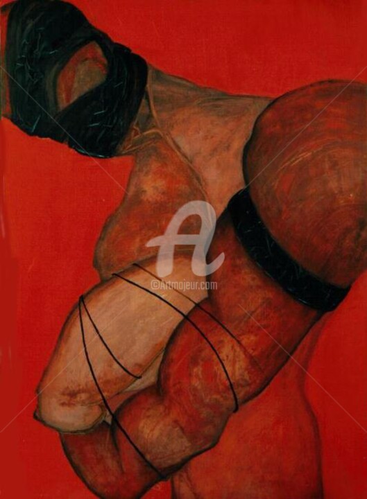 Painting titled "string attached 2" by Agatino Raciti, Original Artwork