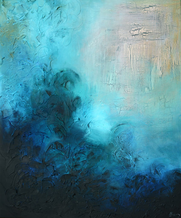 Картина под названием "blue flower" - Agata Buczek, Подлинное произведение искусства, Акрил Установлен на Подрамник
