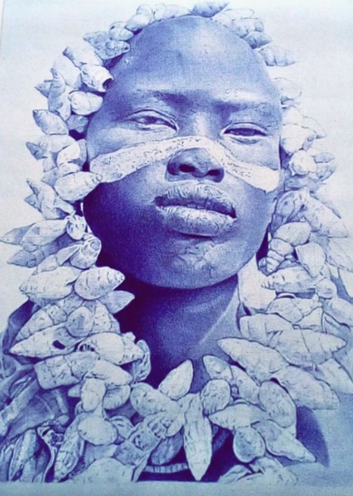 Dessin intitulée "Snail boy" par Oryiman Agbaka, Œuvre d'art originale, Stylo à bille