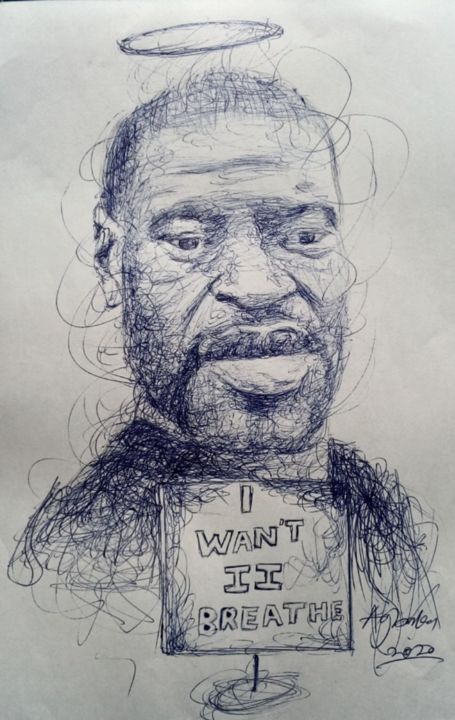 Drawing titled "The return of Georg…" by Oryiman Agbaka, Original Art, Ballpoint pen
