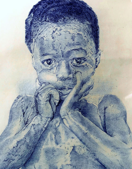 Dessin intitulée "Hope for sunshine" par Oryiman Agbaka, Œuvre d'art originale, Stylo à bille
