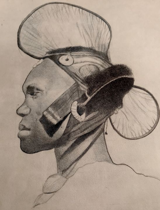 Drawing titled "Leave my Afro" by Oryiman Agbaka, Original Art, Ballpoint pen