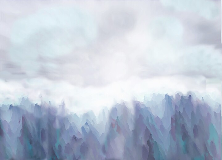 Digital Arts με τίτλο "snowy mountain land…" από Ageliki Baka, Αυθεντικά έργα τέχνης, Ψηφιακή ζωγραφική