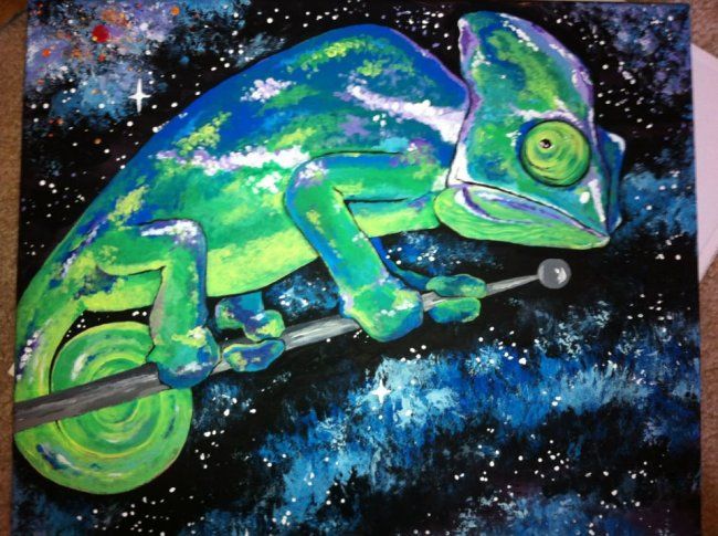 Dessin intitulée "Space Chameleon" par Agent 66, Œuvre d'art originale