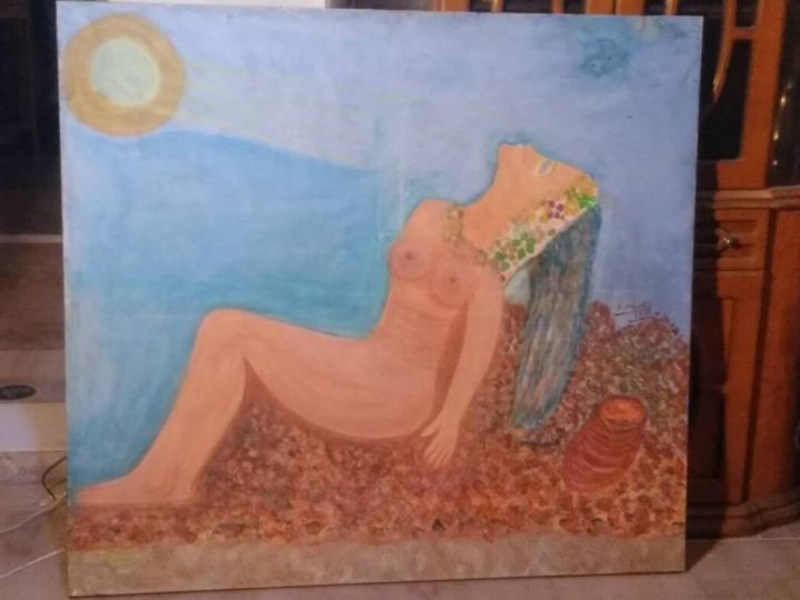 Painting titled "Somon Mermaid" by Iuliana Predescu, Original Artwork, Oil