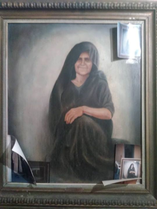 Painting titled "Grandma" by Iuliana Predescu, Original Artwork, Oil