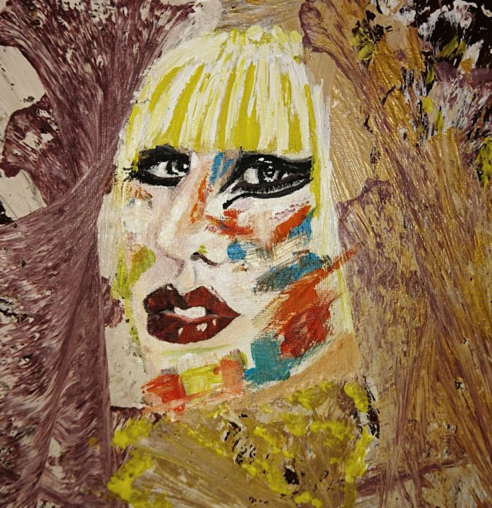 Painting titled "visage moderne" by Agl, Original Artwork