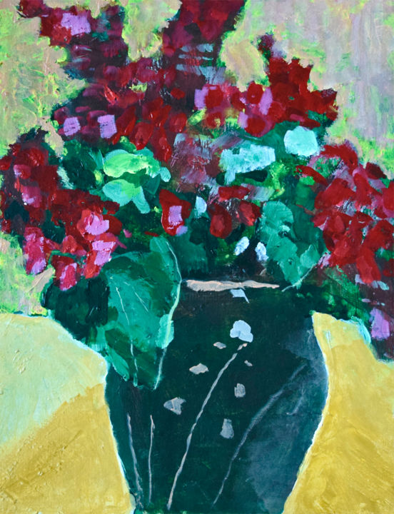 Schilderij getiteld "pot plant" door Terri, Origineel Kunstwerk, Acryl