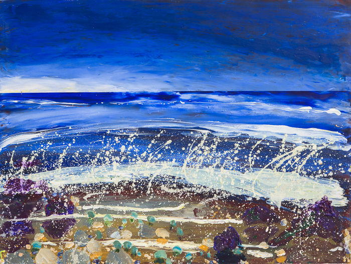 Painting titled "la mer" by Terri, Original Artwork, Oil