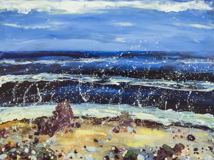Painting titled "Beach" by Terri, Original Artwork, Acrylic