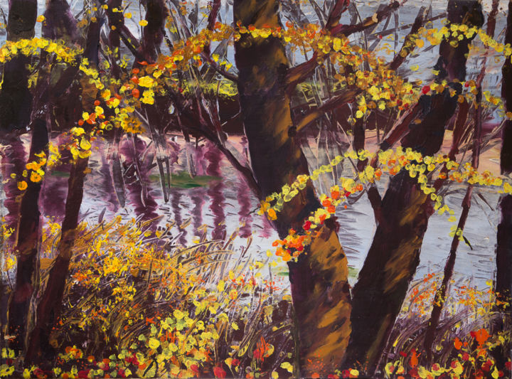 Pintura titulada "autumn walk" por Terri, Obra de arte original