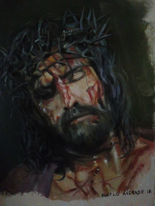 Painting titled "Jesus" by Agnelo Andrade, Original Artwork, Oil